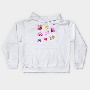 Watercolor cute flowers happy positivie stickers set Kids Hoodie